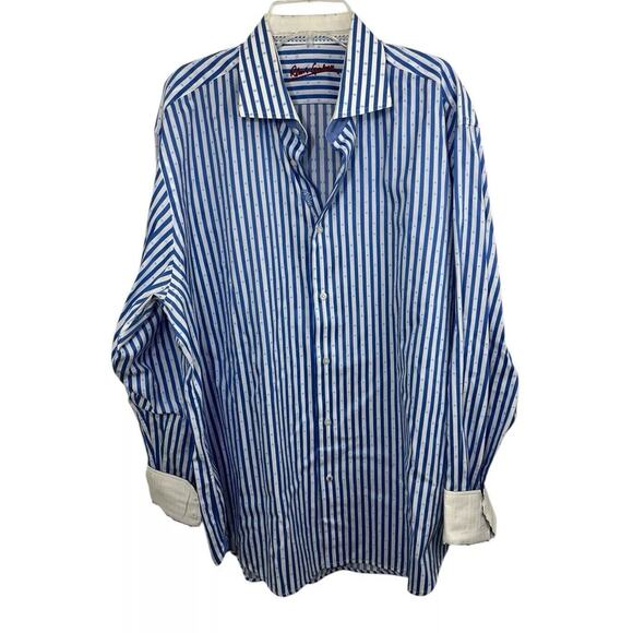 Robert Graham Men’s XL Shirt Long Sleeve Knowledge Wisdom Blue White Paisley - Picture 1 of 9